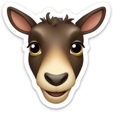 peeping happy smiling dark chamois front face with hooves sticker