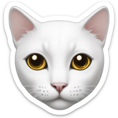 white white cat with a black spot on one eye sticker