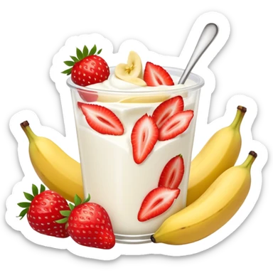 Yogurt with strawberries and bananas sticker