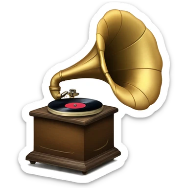 vintage gramophone stack of vintage vinyl records sticker