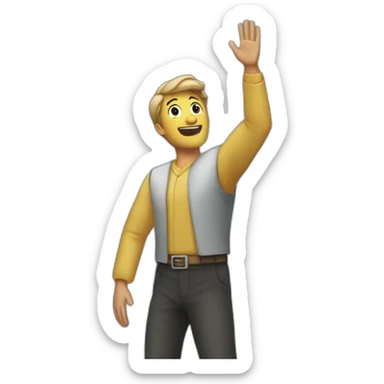 person celebrating a preacher by putting there arm in the air with and their head back sticker