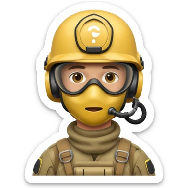 modern soldier in upgraded equipment, helmet and mask, emoji style sticker