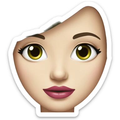 Brunette supermodel bombshell girl with long straight hair, pale skin, big pink lips and green eyes sticker