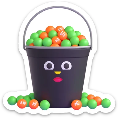 KFC bucket with a green M&M character sitting inside it sticker