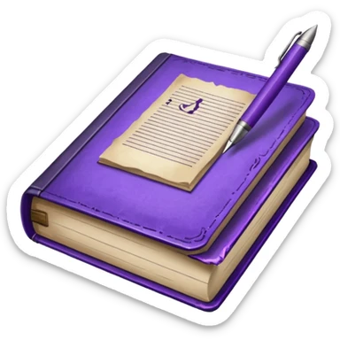 purple studying books with pen scattered sticker