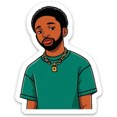 Brent Faiyaz R&B singer with chains and stylish outfit sticker
