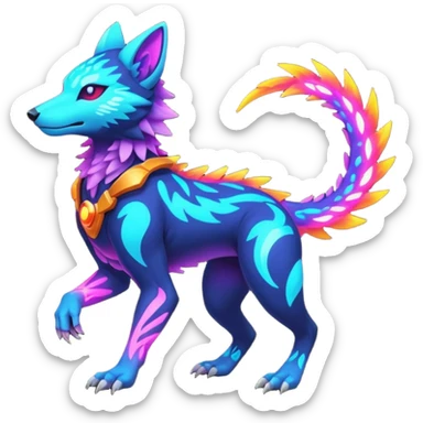 Neon Vibrant Pulsating Trail-glowing Chromatic Trico-Vernid-Protogen-Fionbri-fusion-hybrid, full body sticker