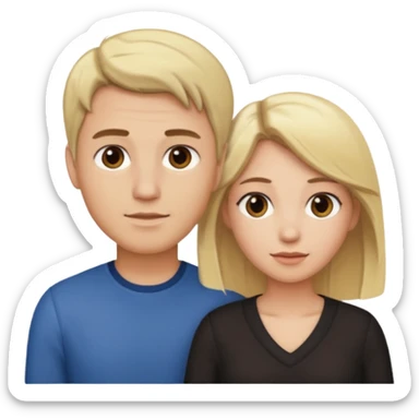couple male blonde hair female dark brown hair sticker
