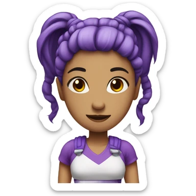 SD-style female character with purple pigtails sticker