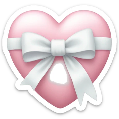 Pastel pink heart with white bow sticker