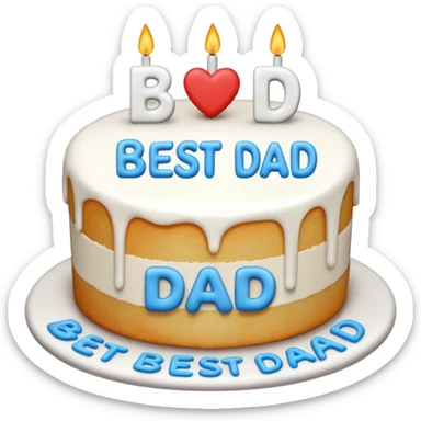 white cake that says best dad sticker