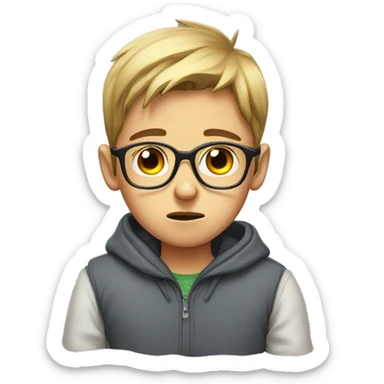 boy in glasses portrait being sick sticker