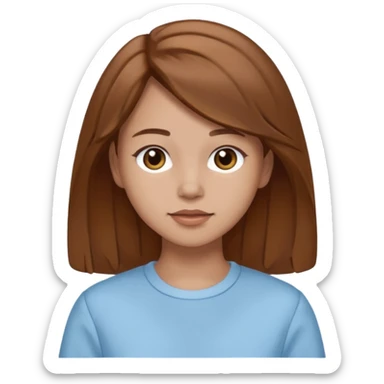 GloomyKassie with brown medium hair, light blue outfit, light skin sticker