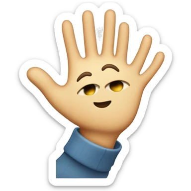 wide eyed face with high five sticker