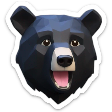 Happy Lowpoly black bear with flsg ua sticker