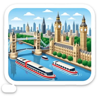 Make a full city of London with the Big Ben in the background and the Tower Bridge over the river  sticker