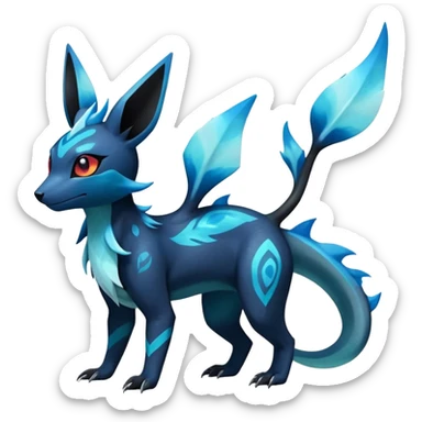 Colorful Dark Shiny Exotic Salandit-Aurorus-Glaceon-Umbreon-Fakémon-hybrid-creature (full body)  sticker