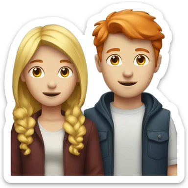 blonde girl and red head boy together  sticker