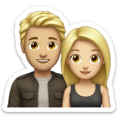 Blond man and brunette woman in love sticker