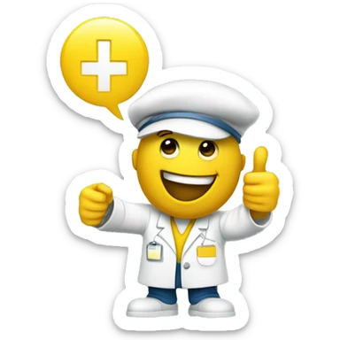 Yellow pharmacist with thumbs up for success flow.  sticker
