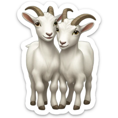 2 goats hug sticker