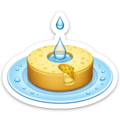 plate with water drop and sponge sticker