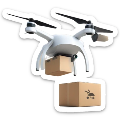 Delivery drone with a delivery box Nova Poshta logo sticker