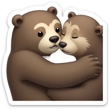 Bear hugging otter sticker