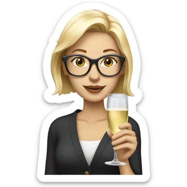 Blonde with glasses drinking champagne  sticker