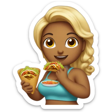 Curvy girl eating tacos on valentines  sticker