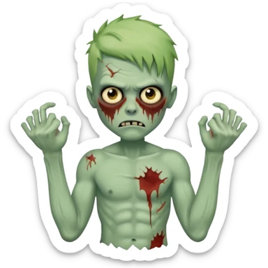 a zombie boy with a ondulado hair and a white t shirt  sticker