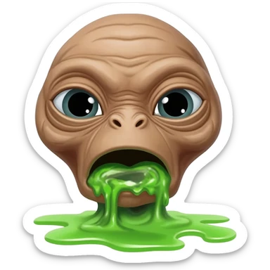 E.T. The Extra-Terrestrial from the movie puking green liquid sticker