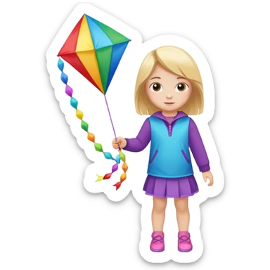 little girl kid with kite sticker