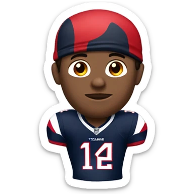 Brunette man, with tan skin, wearing a Houstons Texans Jersey sticker