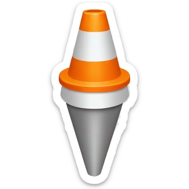 orange traffic cone with two white lines sticker