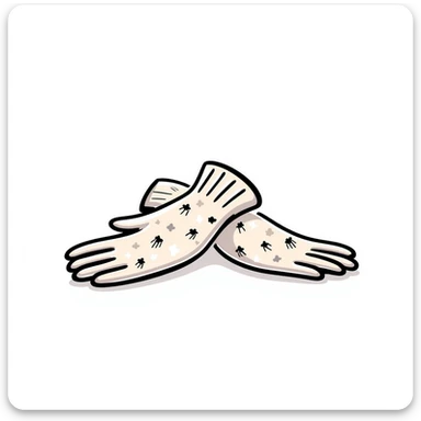 Garden gloves with floral pattern in pastel colors (dd9fb0, ffc6d3, a3bfc9, c4bee2, f1b091), hand-drawn doodle style sticker