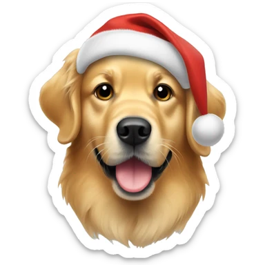 golden retriever in christmas hat sticker