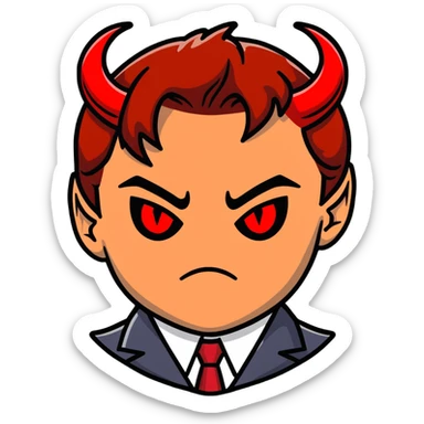 Leonardo DiCaprio devil avatar with red eyes and horns sticker