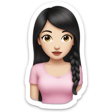 Beautiful woman,Black hair,long hair,White skin,oval face,big eyes,Blackeyes,Pink lips,Chinese sticker