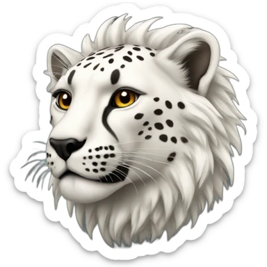 white cheetah with a black lion mane sticker