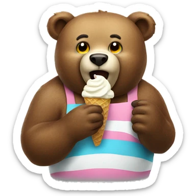 Bear eating ice cream sticker