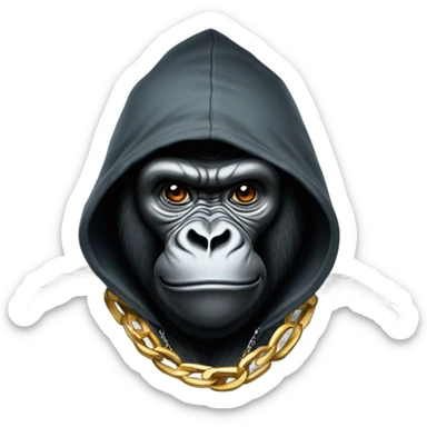 Gorilla wearing a hoodie with a world gold chain sticker