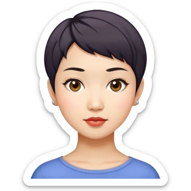 Asian woman model with pixie cut sticker