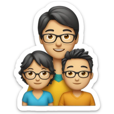 Familia hombre con gafas, mujer china y niño sticker