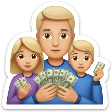 A caring parent counting money with family icons emoji sticker