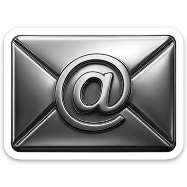 classic envelope, all chrome, with an email symbol in the middle, highly reflective, chrome style sticker
