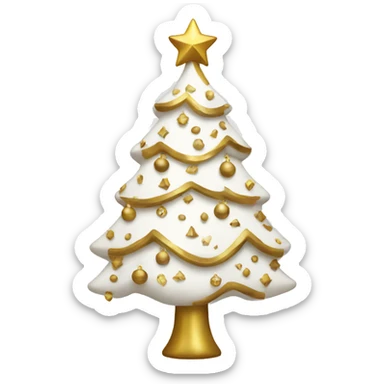 white and gold christmas tree sticker