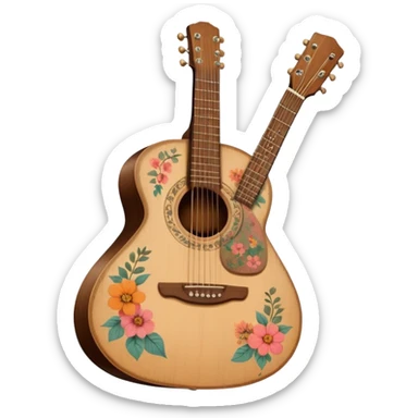 acoustic guitar with delicate indie girl aesthetic sticker