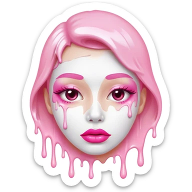 Lots of white paint dripping off Floating pink glossy lips sticker