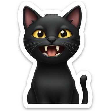 Black cat hissing sticker